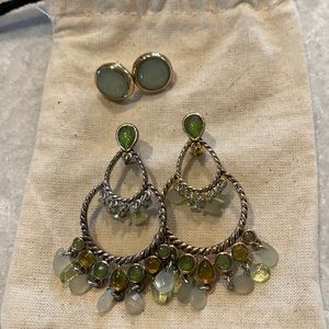 Set of green stone earrings